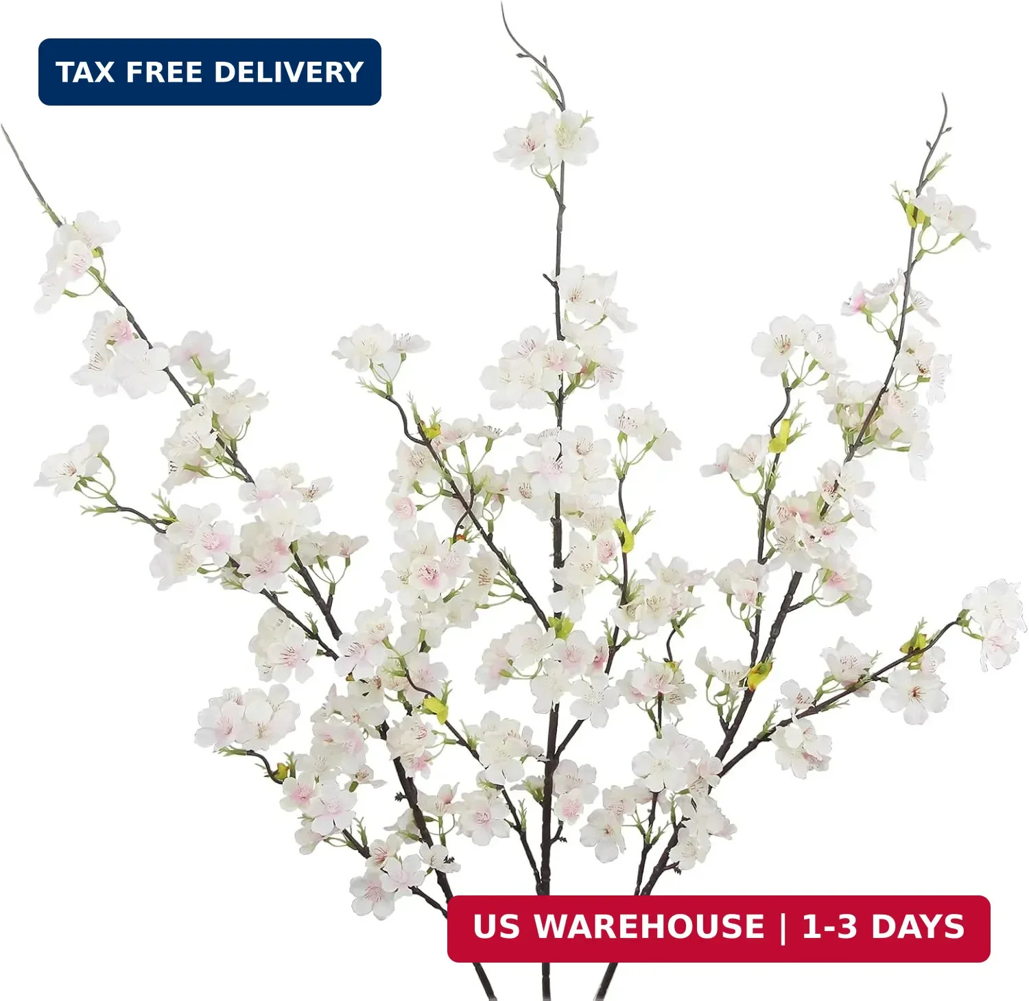 CISDUEO 3 Pcs Artificial Cherry Blossom Flower Pink Silk Peach Flowers Bulk Plum