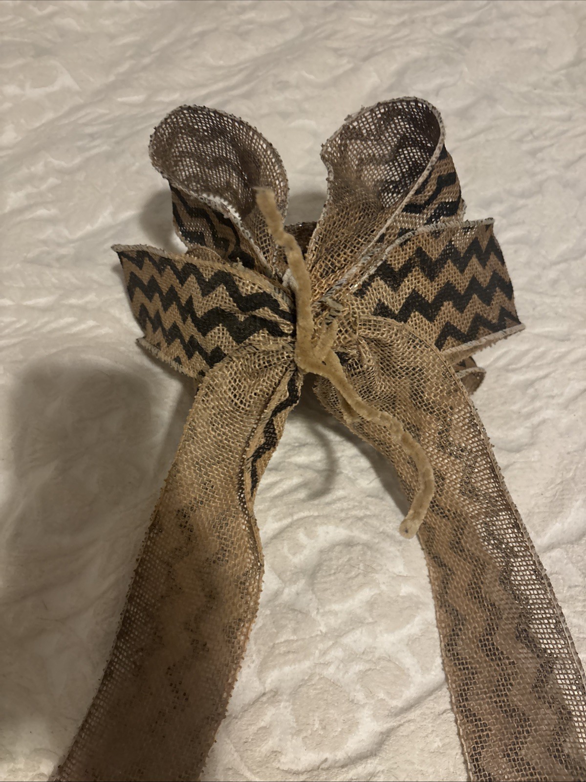 Beige and Black Chevron Wreath Bow