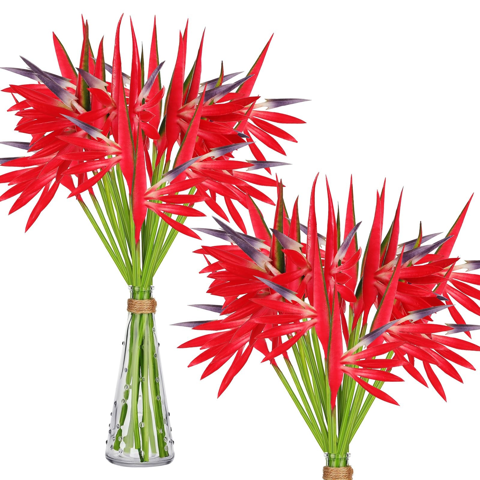 20 PCS 22 Inch Red Bird Of Paradise Artificial Plant Hawaiian Tropical Flower