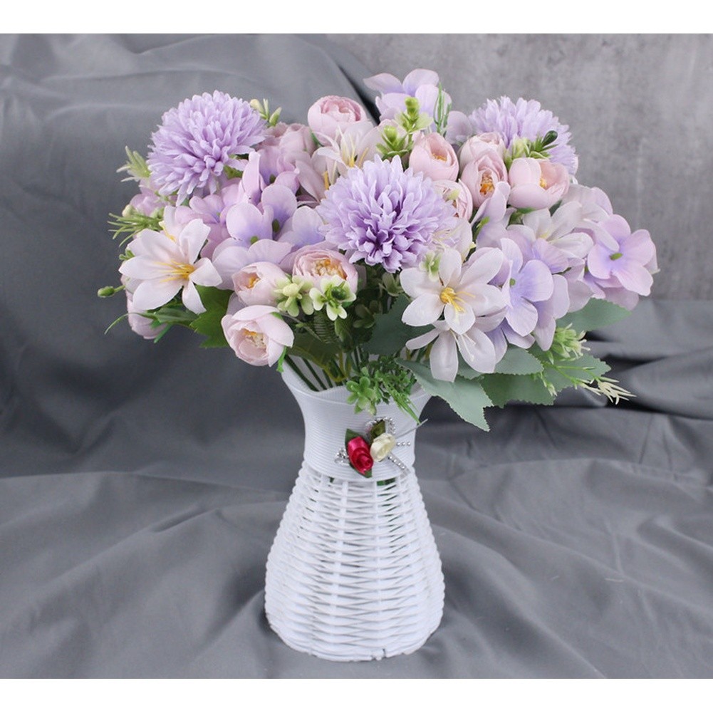 Nordic Style Silk Hydrangea Bouquet 7 Head for Wedding Arch Shelf Mantel Decor