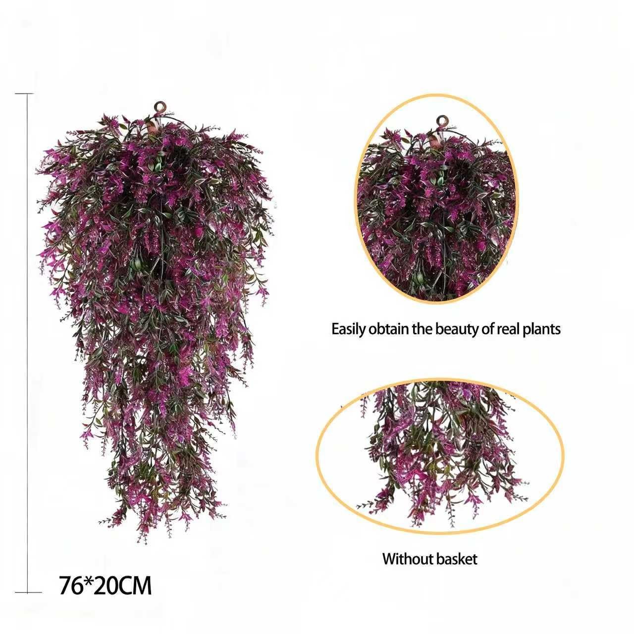 4 Pieces Artificial Flowers Hanging Plant UV Resistant Backdrop Decor Hanging…