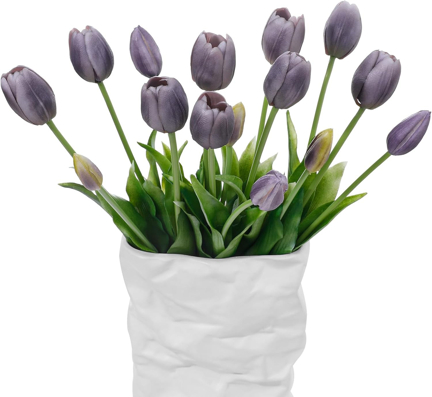 15 Pcs Artificial Flowers Tulips Real Touch Latex Plastic Soft Faux Bouquets for
