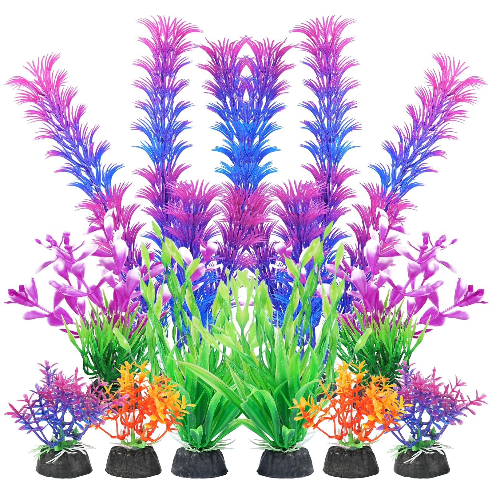 Artificial Fish Tank Plants, Aquarium Decorations, Purple Plastic , 10pcs
