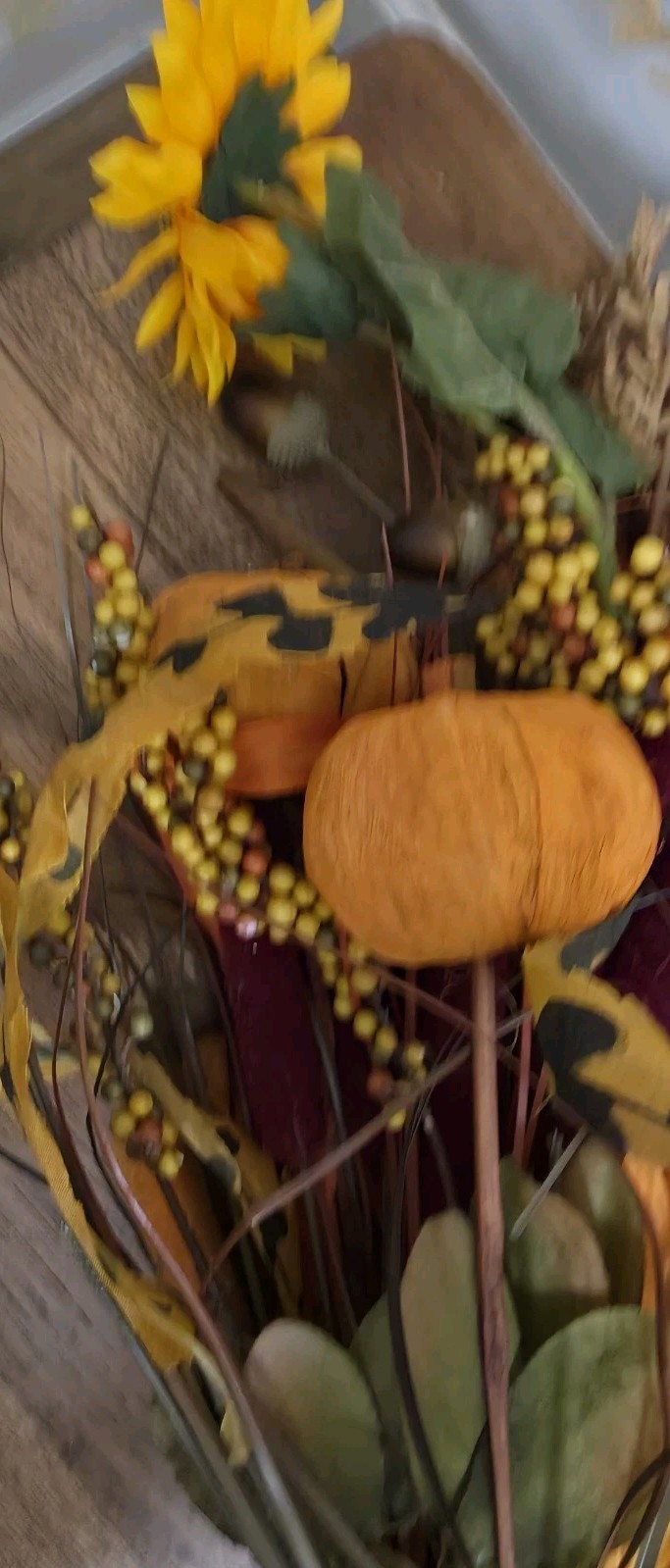 Fall Autumn Artificial Flowers Pumpkins Feathers Catails Berries Sunflower Acorn
