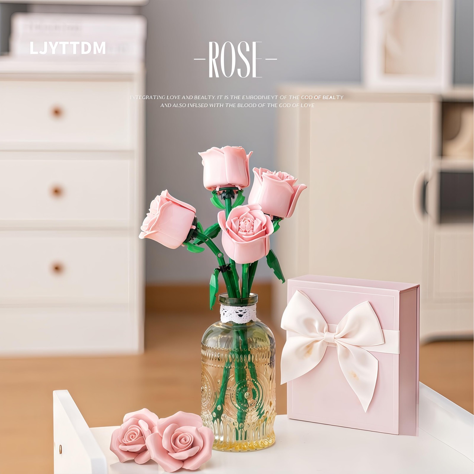 LJYttdm 360+ Pieces Rose Flower Building Blocks for Adults – 12 Pink Roses Bo…