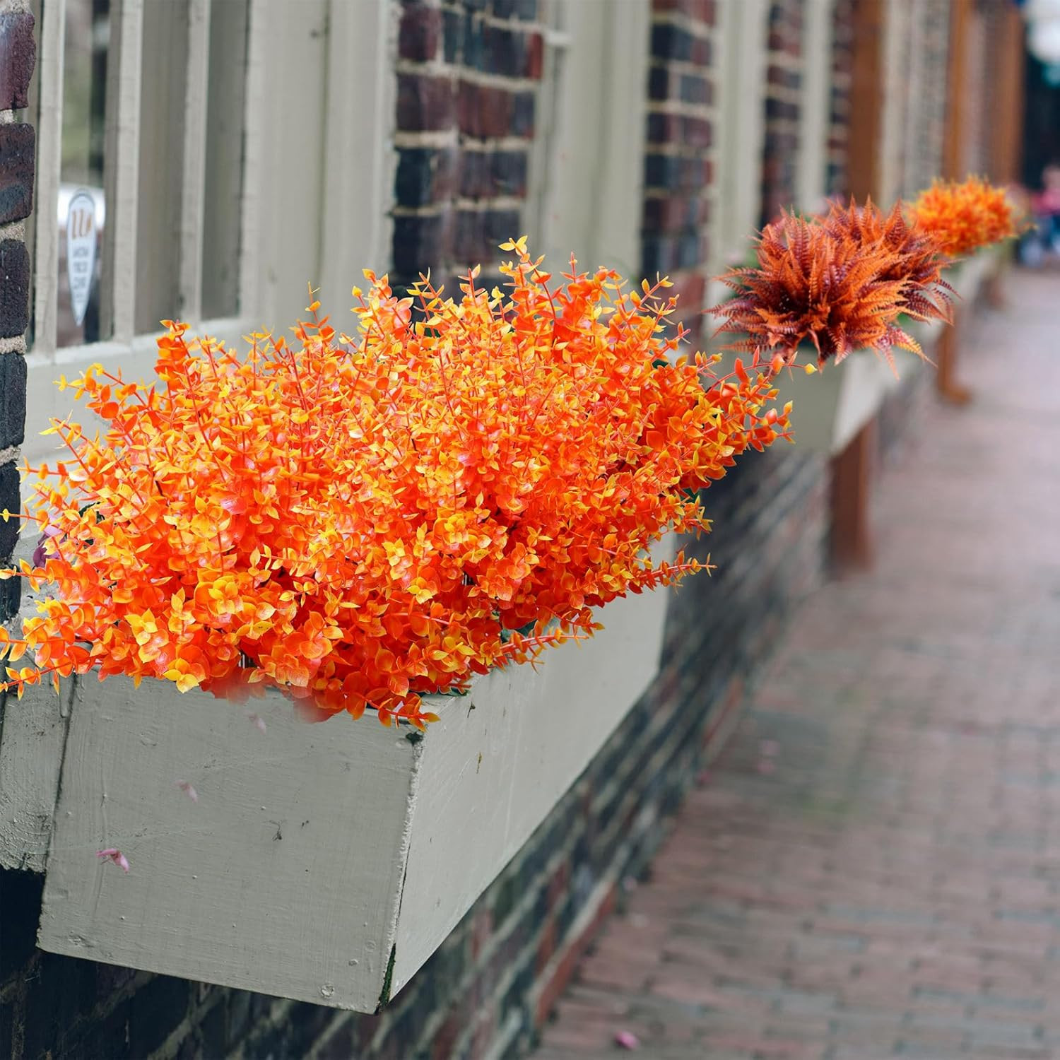 18PCS Artificial Fall Flowers Mums Plants for Outdoor Autumn Decoration UV Resis