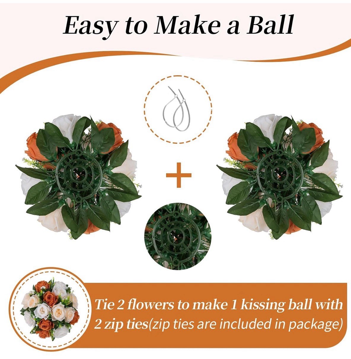 BLOSMON Flower Balls Wedding Rose Centerpieces 6 Pcs Terracotta Fake Flowers