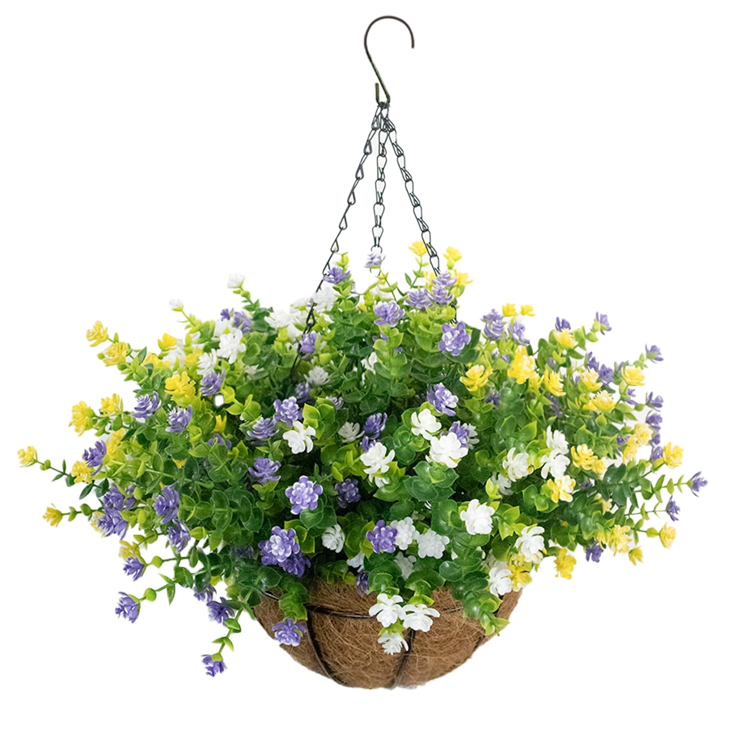 BCBLF Artificial Hanging Flowers Basket, 12 UVResistant Bundles of Realistic …