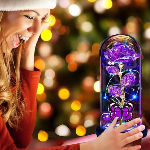 Valentine’s Day Light Up Rose Flowers Gift for Her, Mom, Wife, Girlfriend – Purp