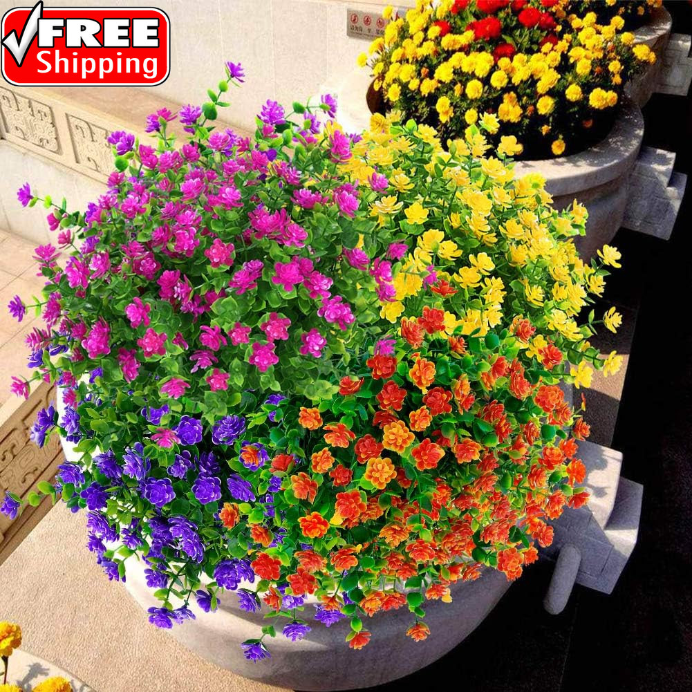 Artificial Flowers Fake Outdoor UV Resistant Boxwood Plants Shrubs 4 Pack, Faux