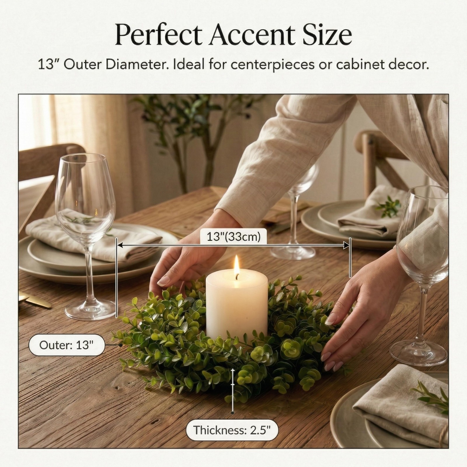 Plamyi 13″ 2 pcs Mini Boxwood Wreath – Faux Green Wreaths for Decorating, Can…