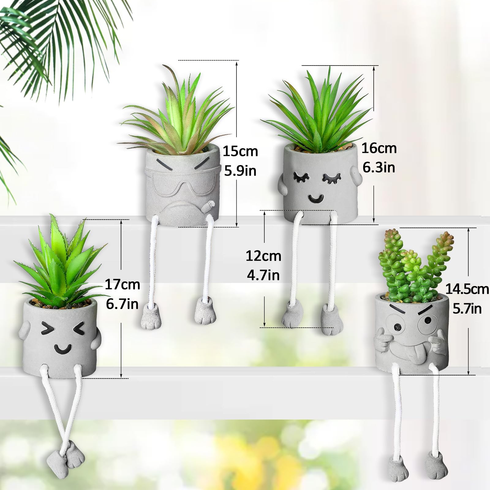 Creative Artificial Succulent Plants in pots – 4 Pieces Mini Fake Plant Faux …
