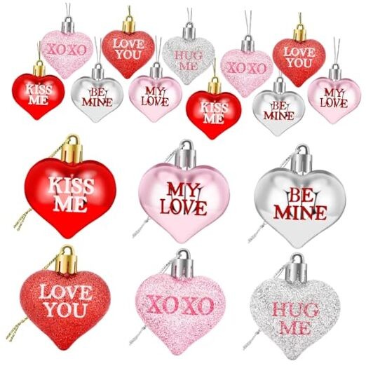 36Pcs Valentine’s Day Heart Shaped Ornaments Romantic Valentines Conversation