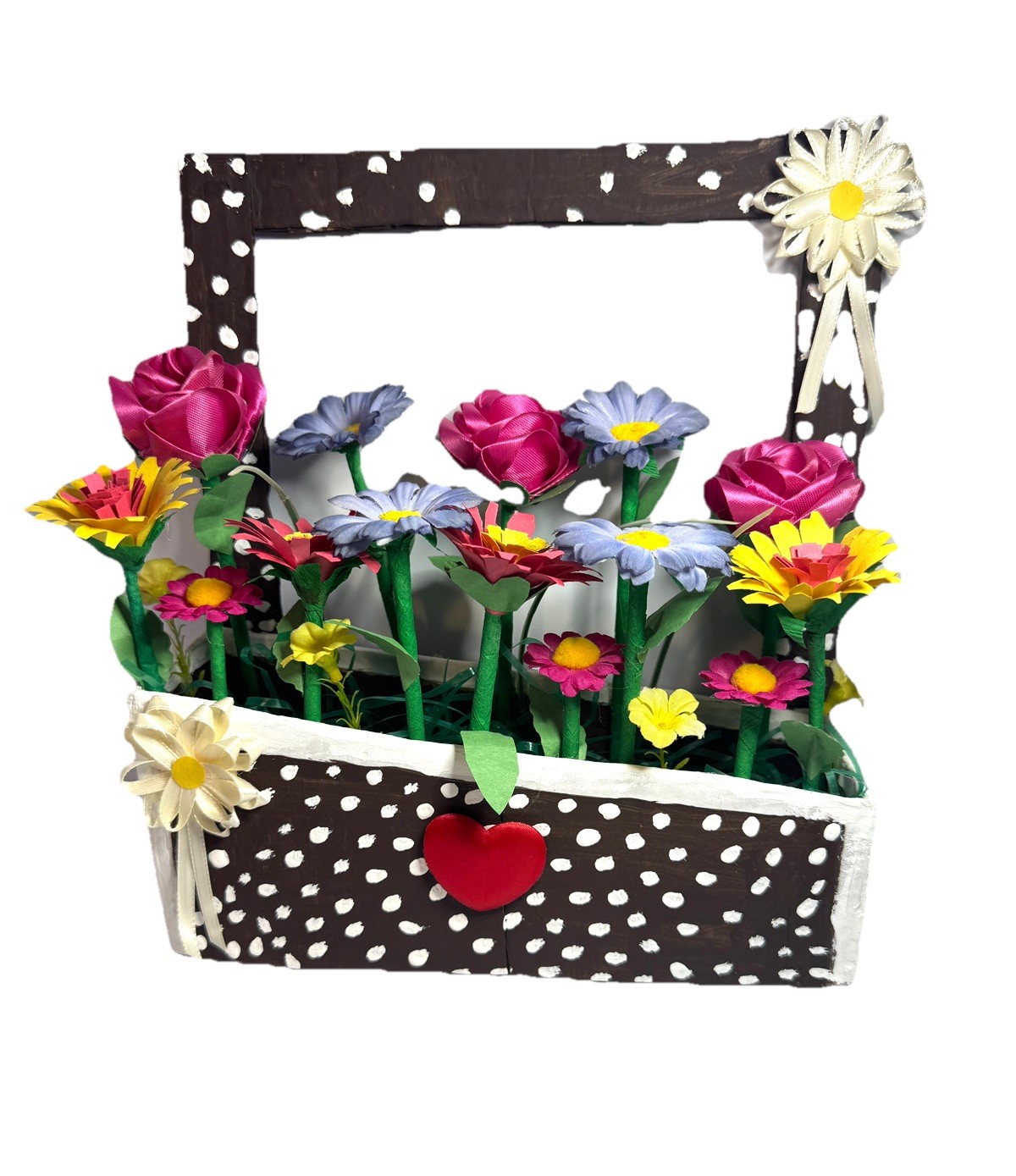 Handmade Floral Flower Basket Arrangement Centerpiece Home Decor Unique Gift