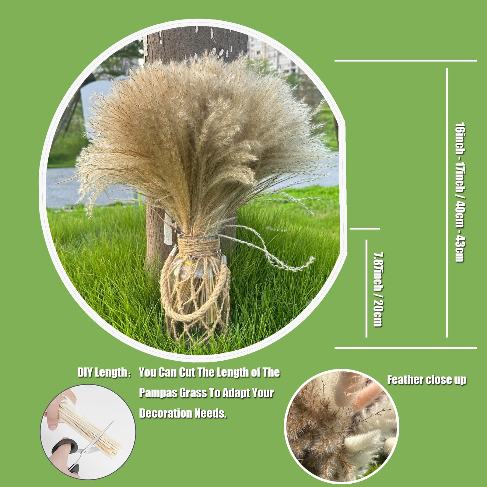 200 PCS Dried Pampas Grass Bouquet, Boho Table Decor,Fall Home Decorations, S…