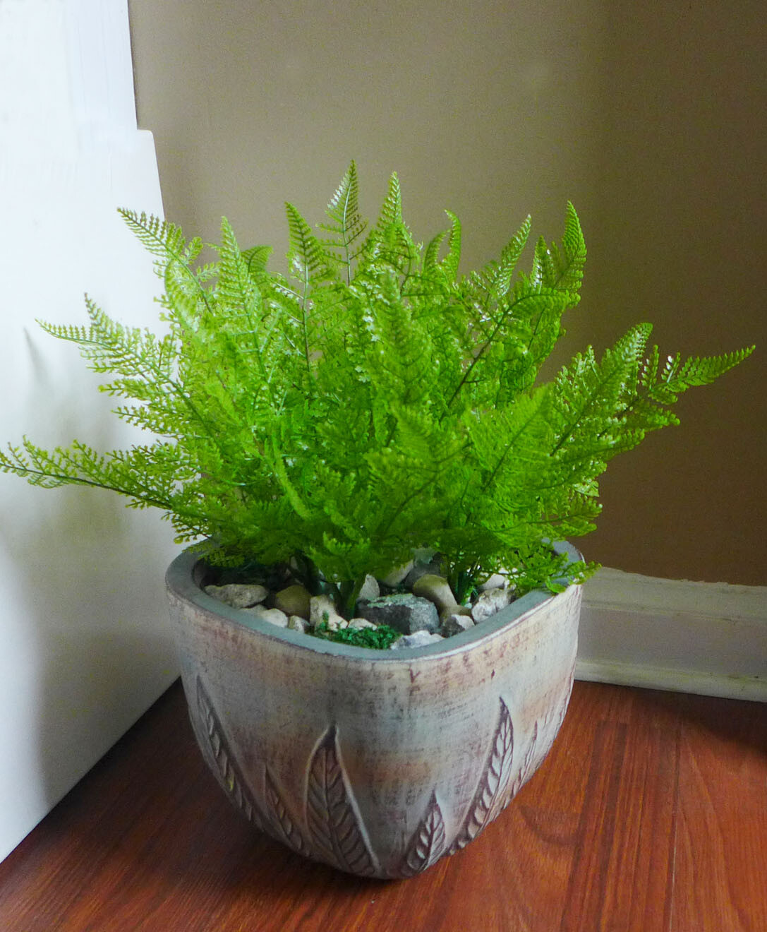 4 Pcs Artificial Plant Small Plastic Green Boston Fern Grasses