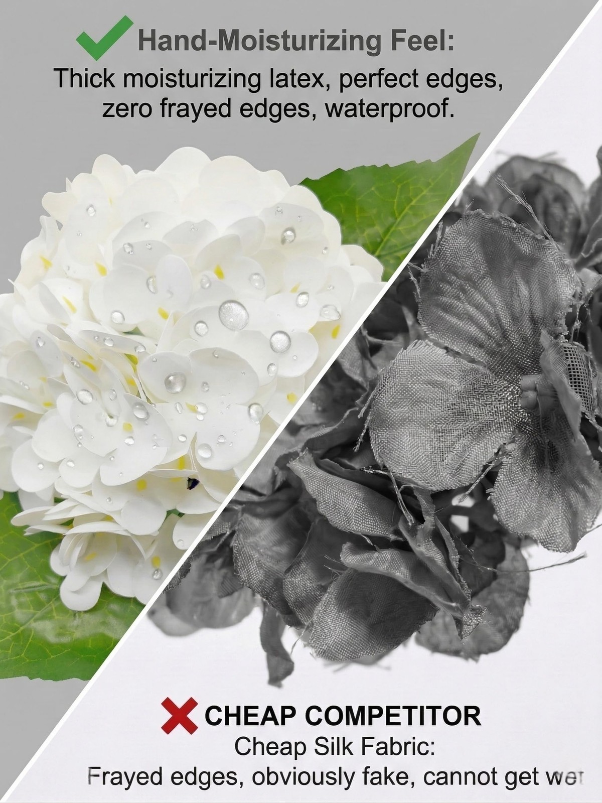 3 Pcs Real Touch White Hydrangea Artificial Flowers – 20″ Large Jumbo 3D Late…