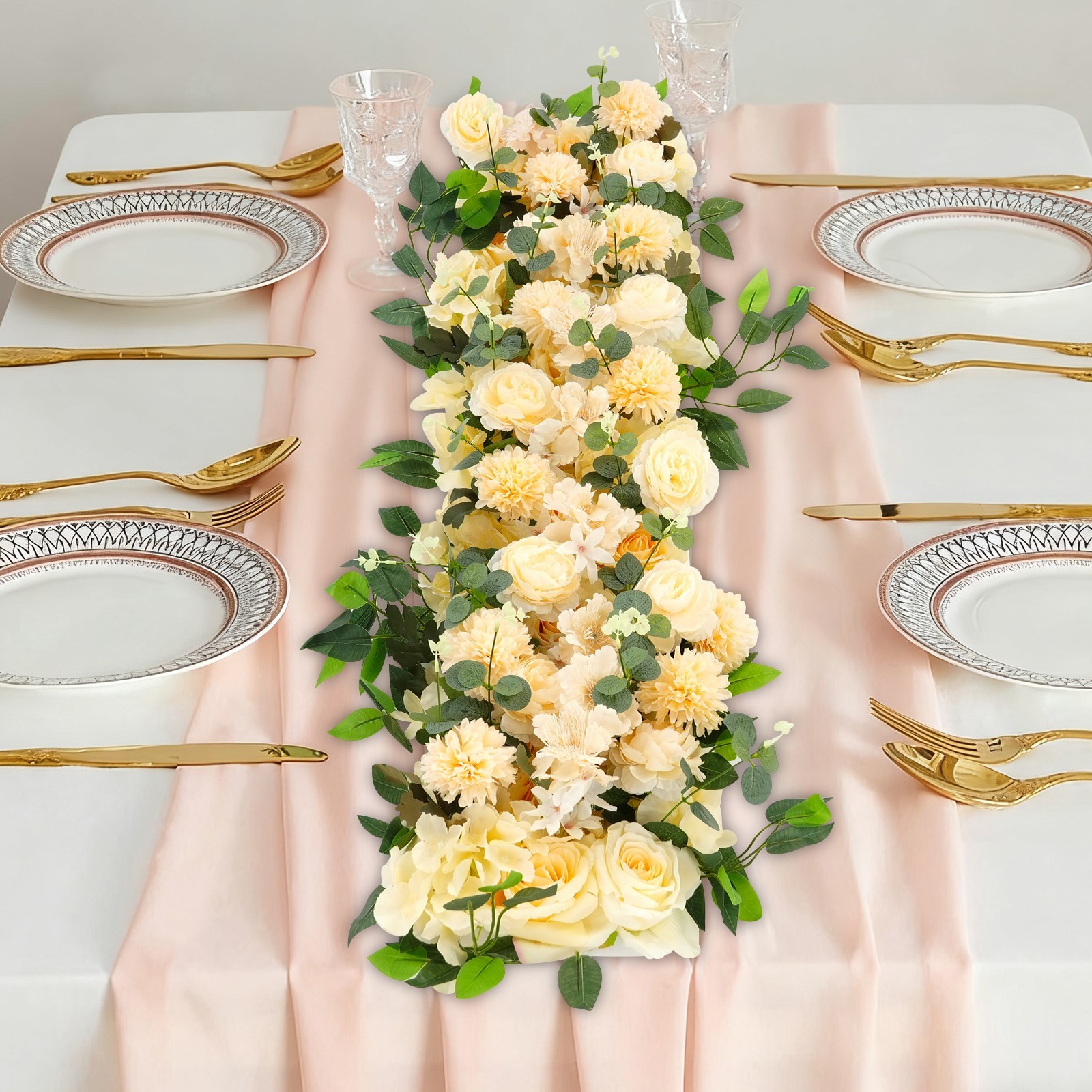 Artificial Flowers Row Elegant Silk Garland for Wedding Arch & Party Decor