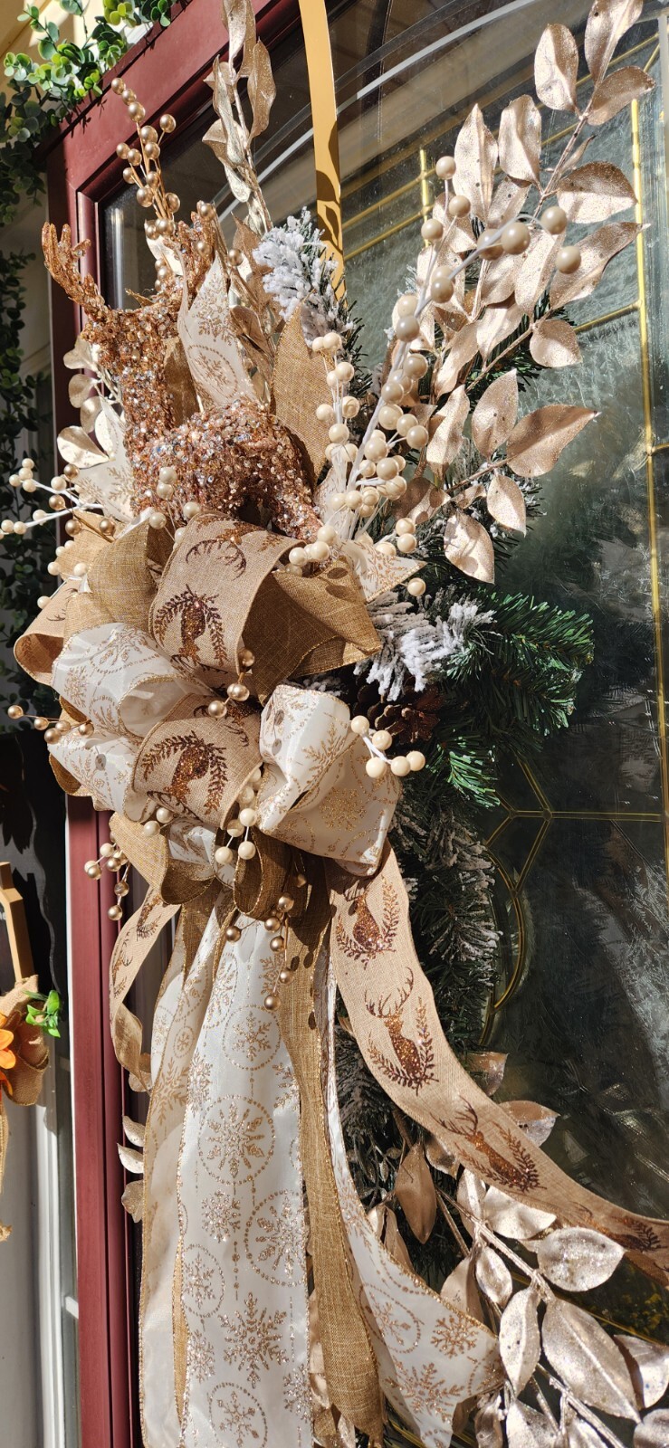 🎄Rustic Christmas Elegant Golden Holiday Door Decor Hunters Wreath