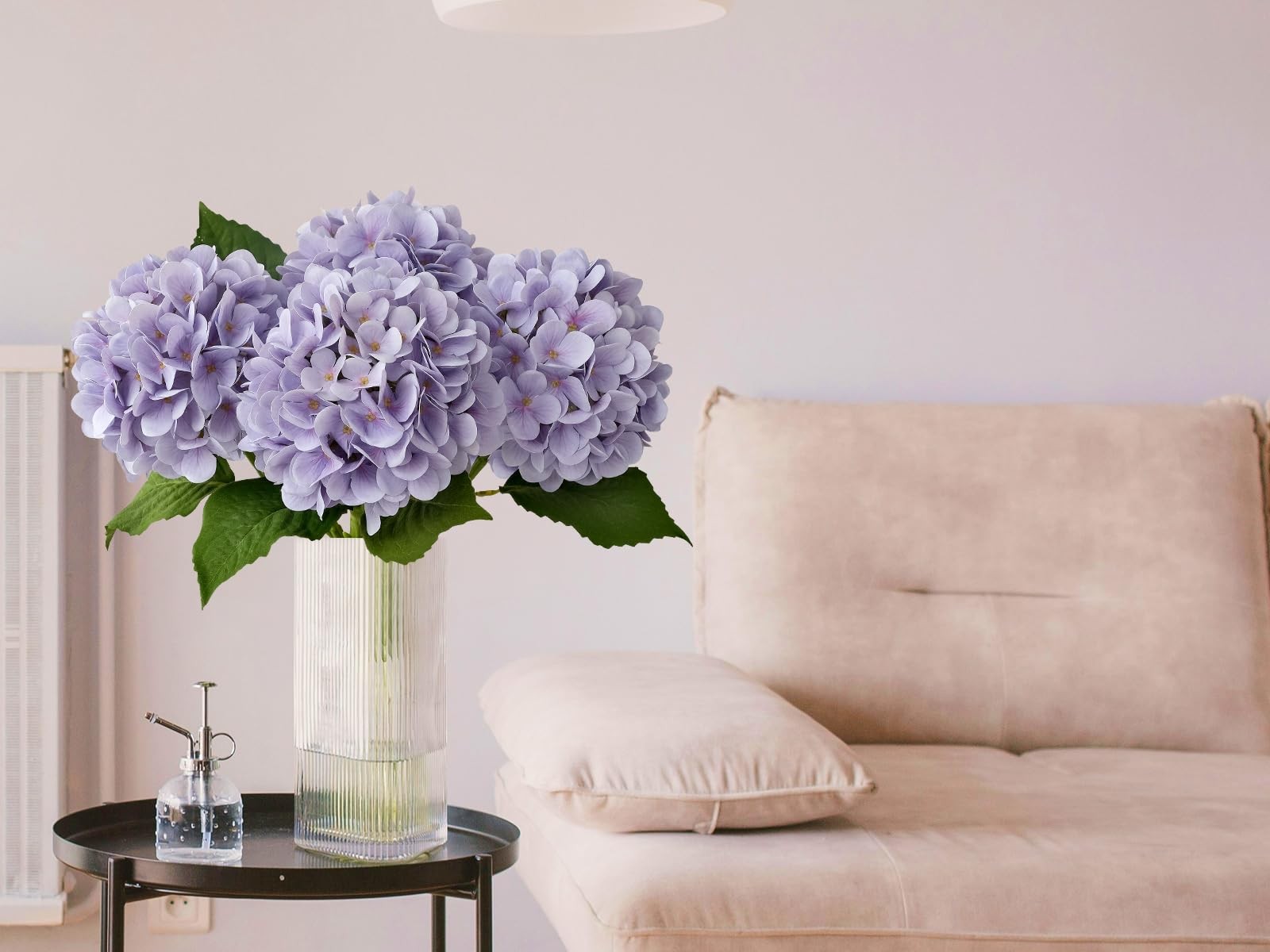Pale Purple Hydrangea Artificial Flowers 19.6″ 4pcs Fake Real Touch Large Faux H