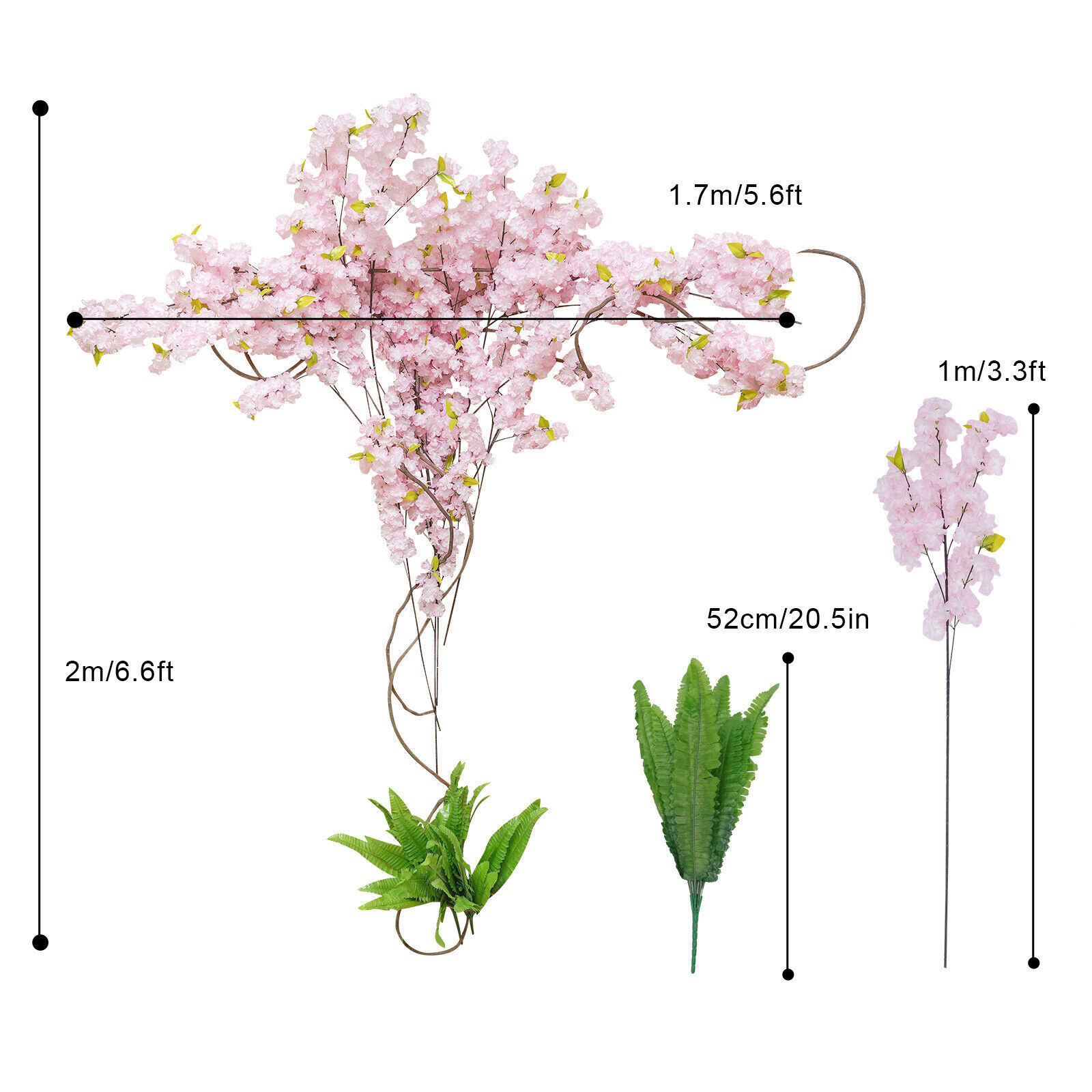 Artificial Cherry Blossom Tree Fake Sakura Tree For Bridal Bouquets Decor US