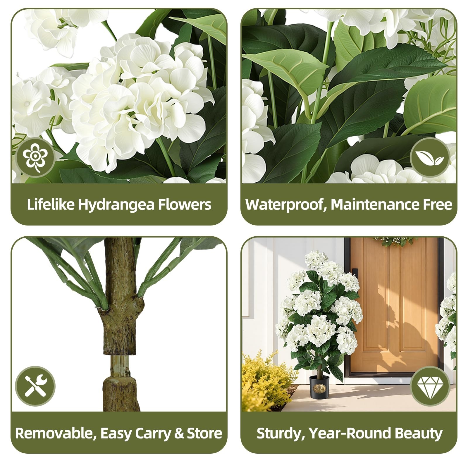 2 Pack Faux Hydrangea Trees – Realistic Artificial Flowers for Home, Wedding & O