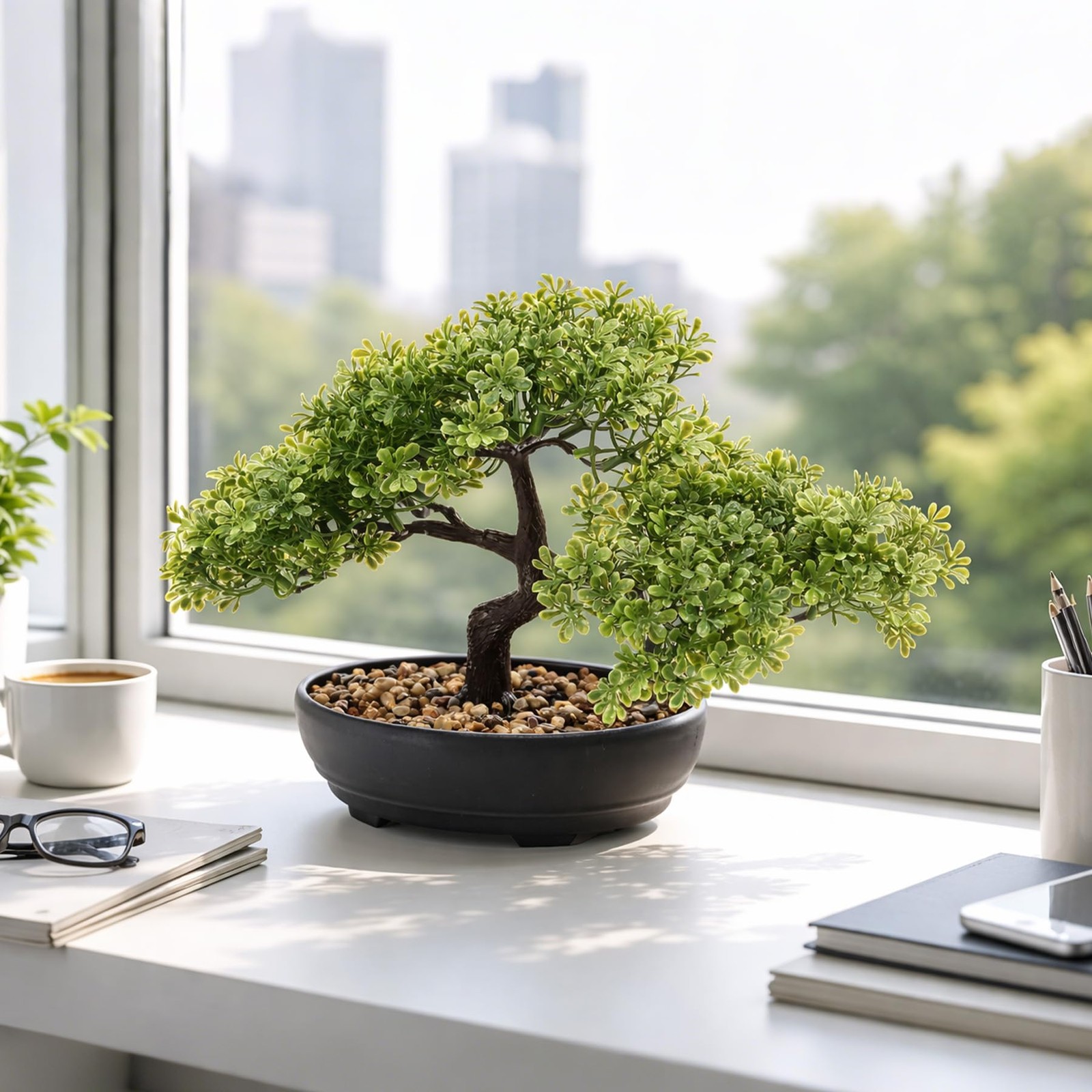 Artificial Bonsai Tree, Fake Juniper Plants Indoor Small Fake Bonsai Tree Ind…