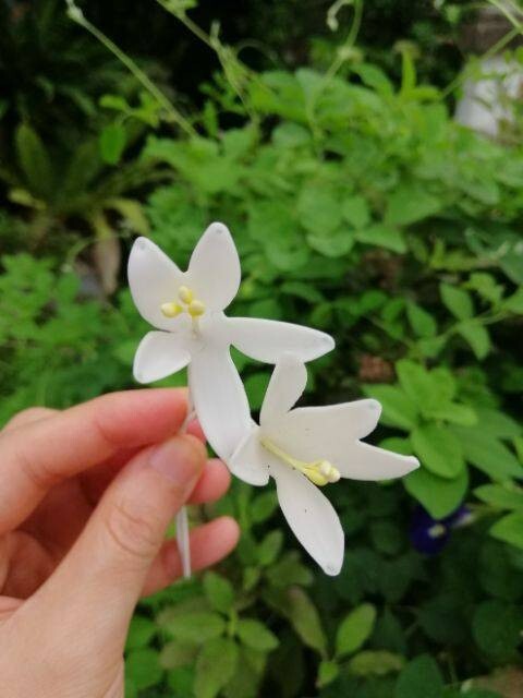 10 Pcs. Indian Cork Flowers Clay Artificial Thai Handmade Decorate Arrangement