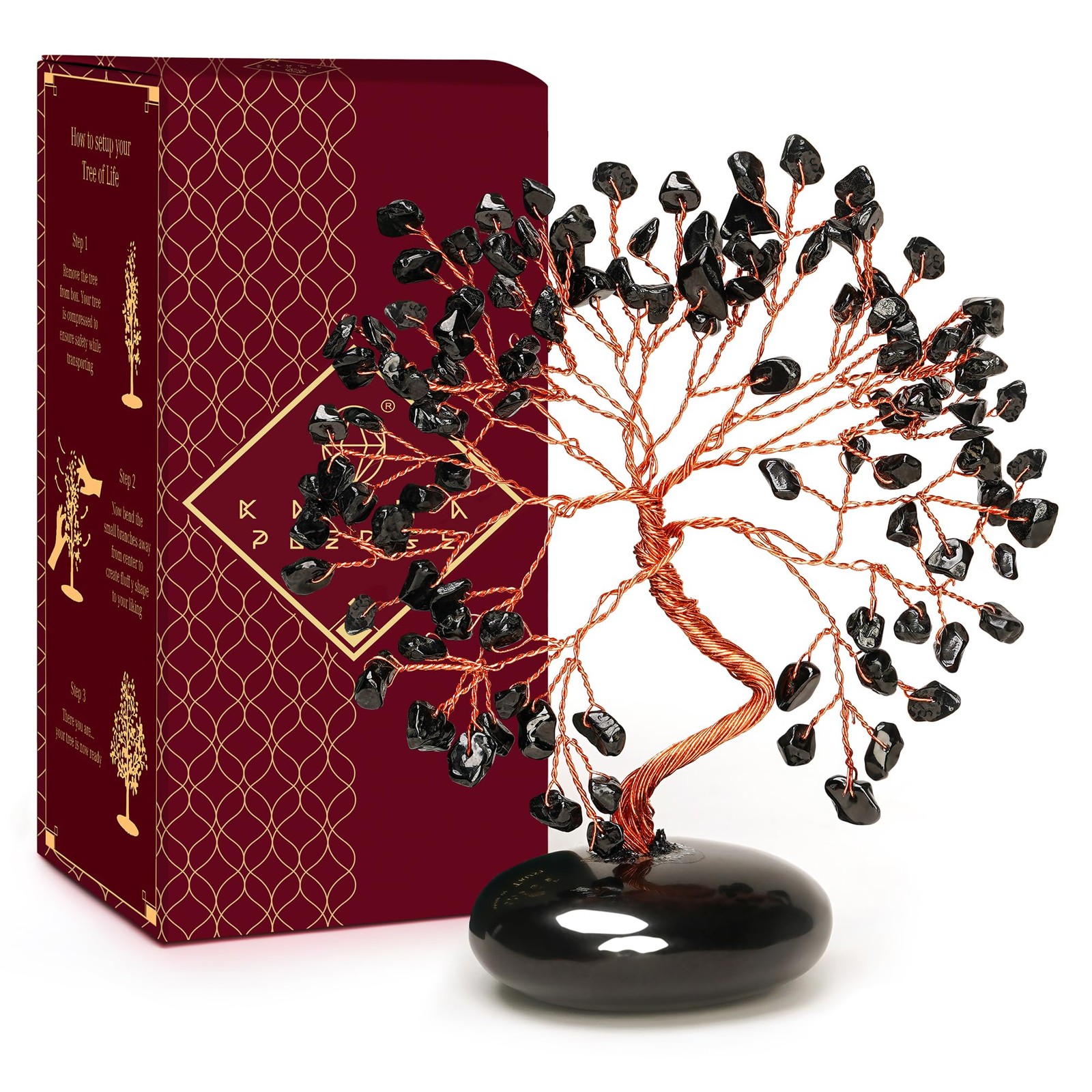 Black Obsidian Crystal Tree of Life Gifts for Women, Home and Office Desk Dec…