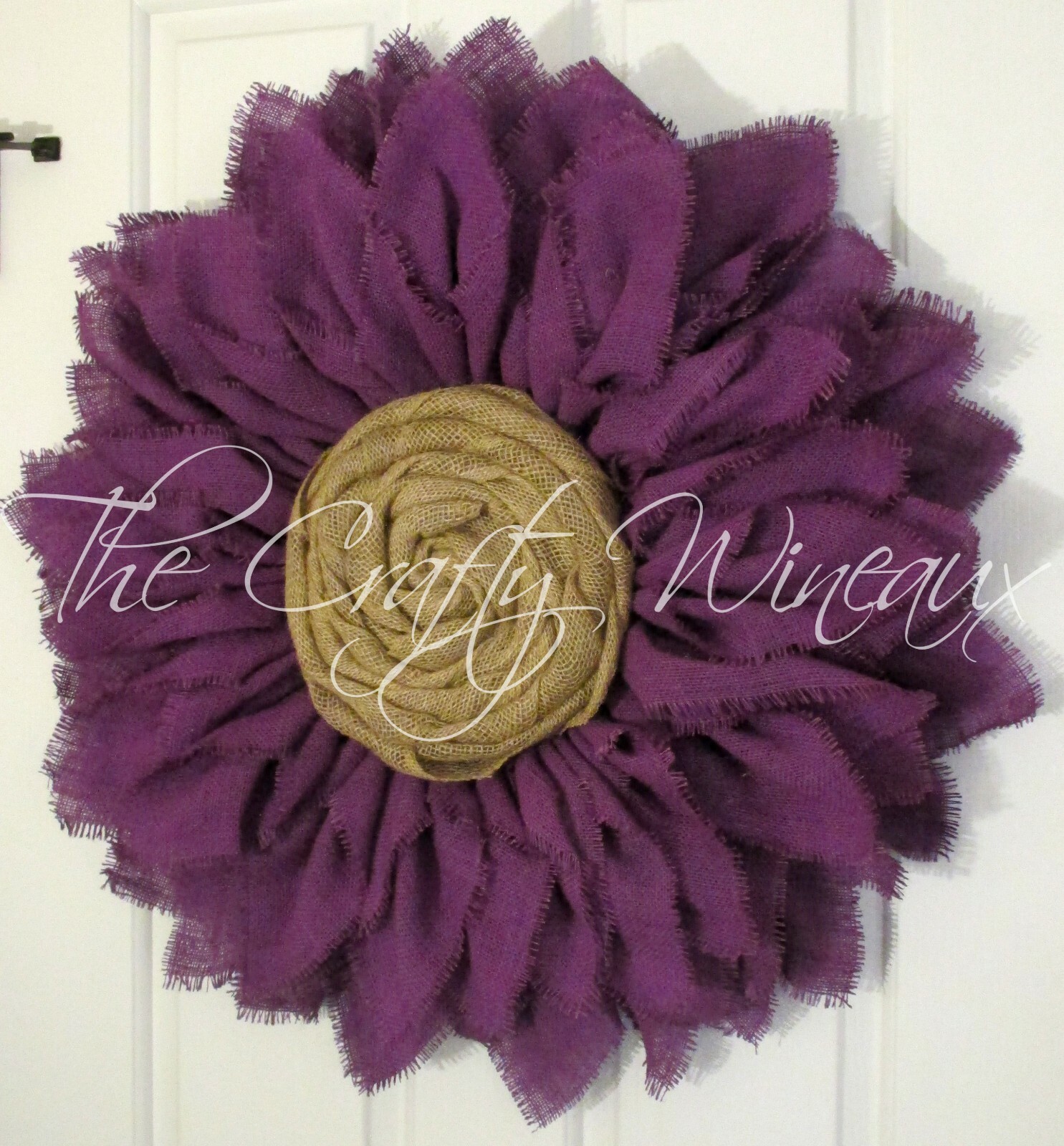 The Crafty Wineaux – Extra Thick 25″ Rich Purple Burlap Sunflower Wreath