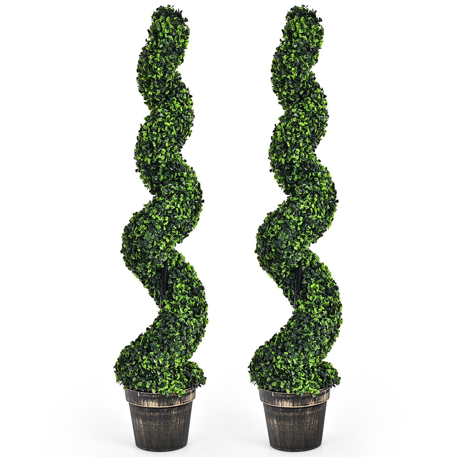 Costway 2 Pack 4FT Artificial Spiral Boxwood Topiary Tree Indoor Outdoor Decor