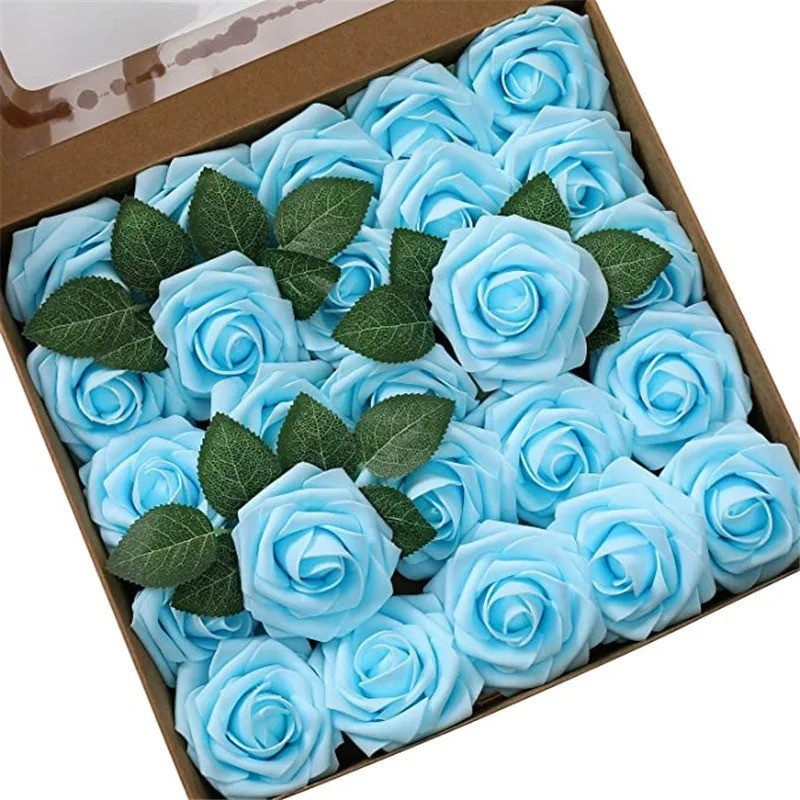 25Pcs Artificial Flowers Fake Flowers Roses Stem for DIY Wedding Bouquets Party