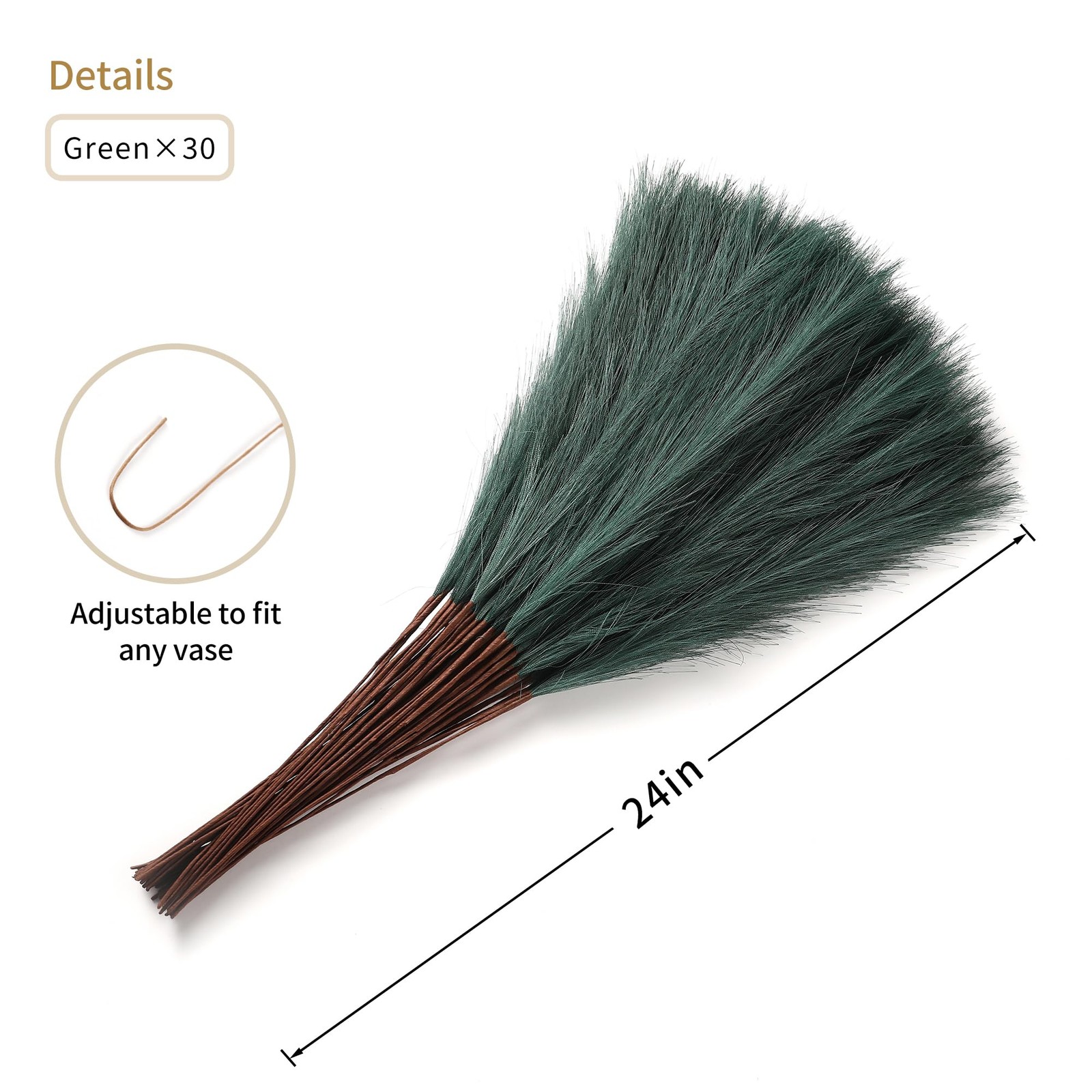 30 PCS 24 In Tall Green Artificial Faux Pampas Grass Flower Vase Filler