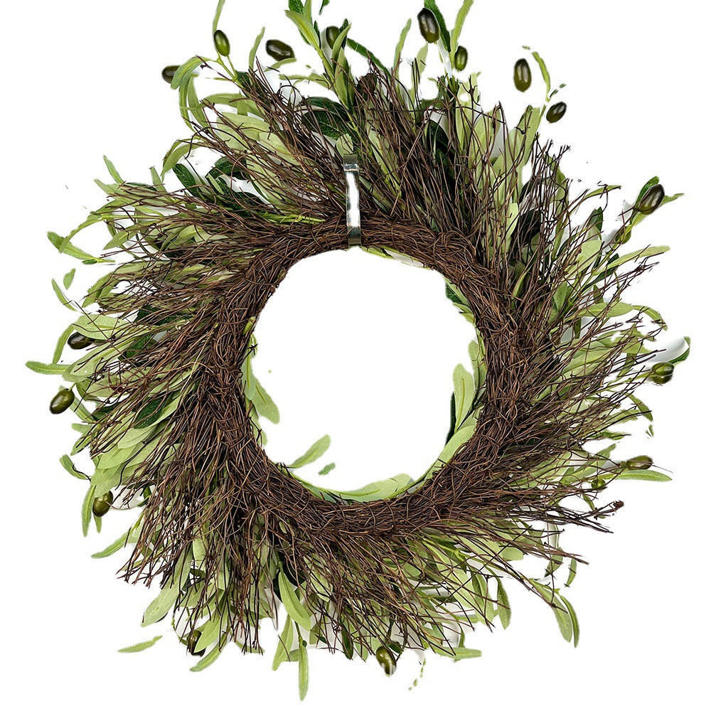 Olive Branch Wreath Spring Garland Artificial Greenery Wreath Decors 16 Inches