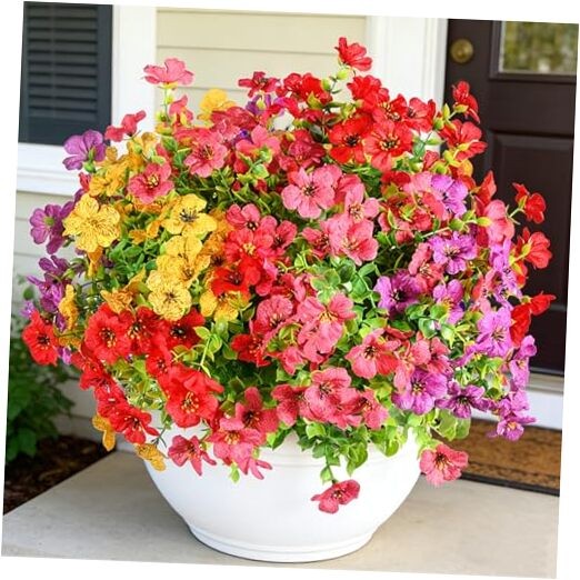 Artificial Flowers for Outdoor Faux Plants Multi Red+rose Red+purple+yellow
