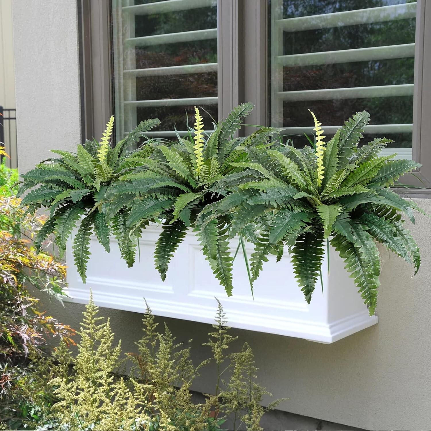 2-Pack Large Fake Fern Bouquets for Outdoor Use – 30-Inch Wide – Ships Fast & Fr