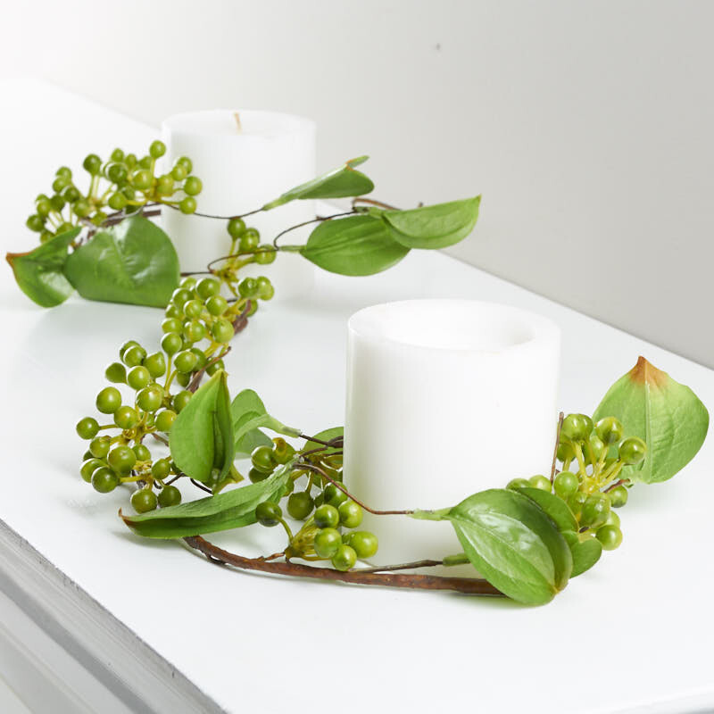 Set of 2 Factory Direct Craft Artificial Green Berry and Leaf Garlands