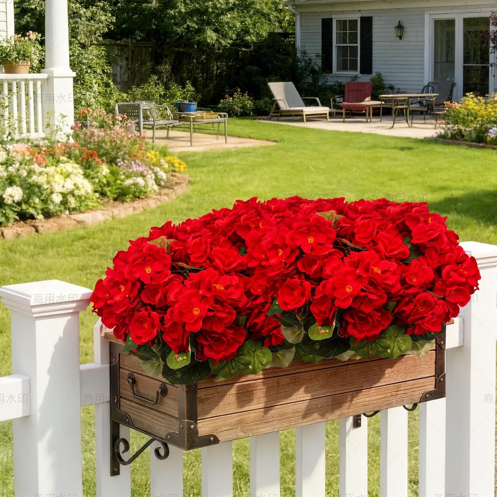 Artificial Flowers for Outdoor, UV Resistant Realistic Geranium Fake Flowers-…
