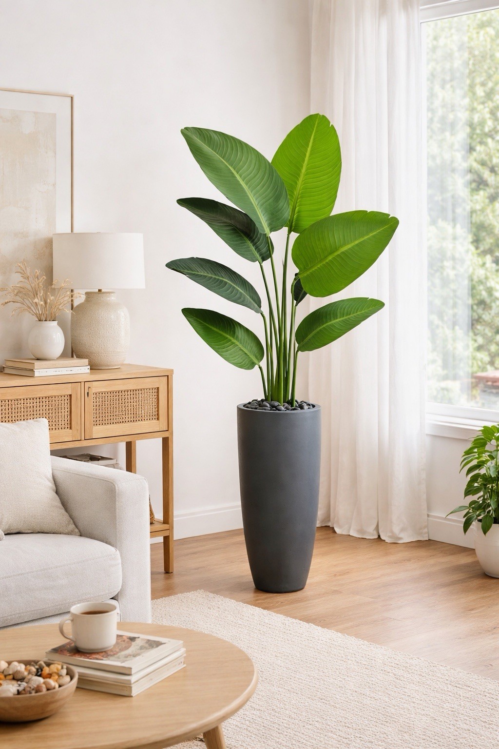 5’ Traveler’s Palm Artificial Tree in Gray Planter
