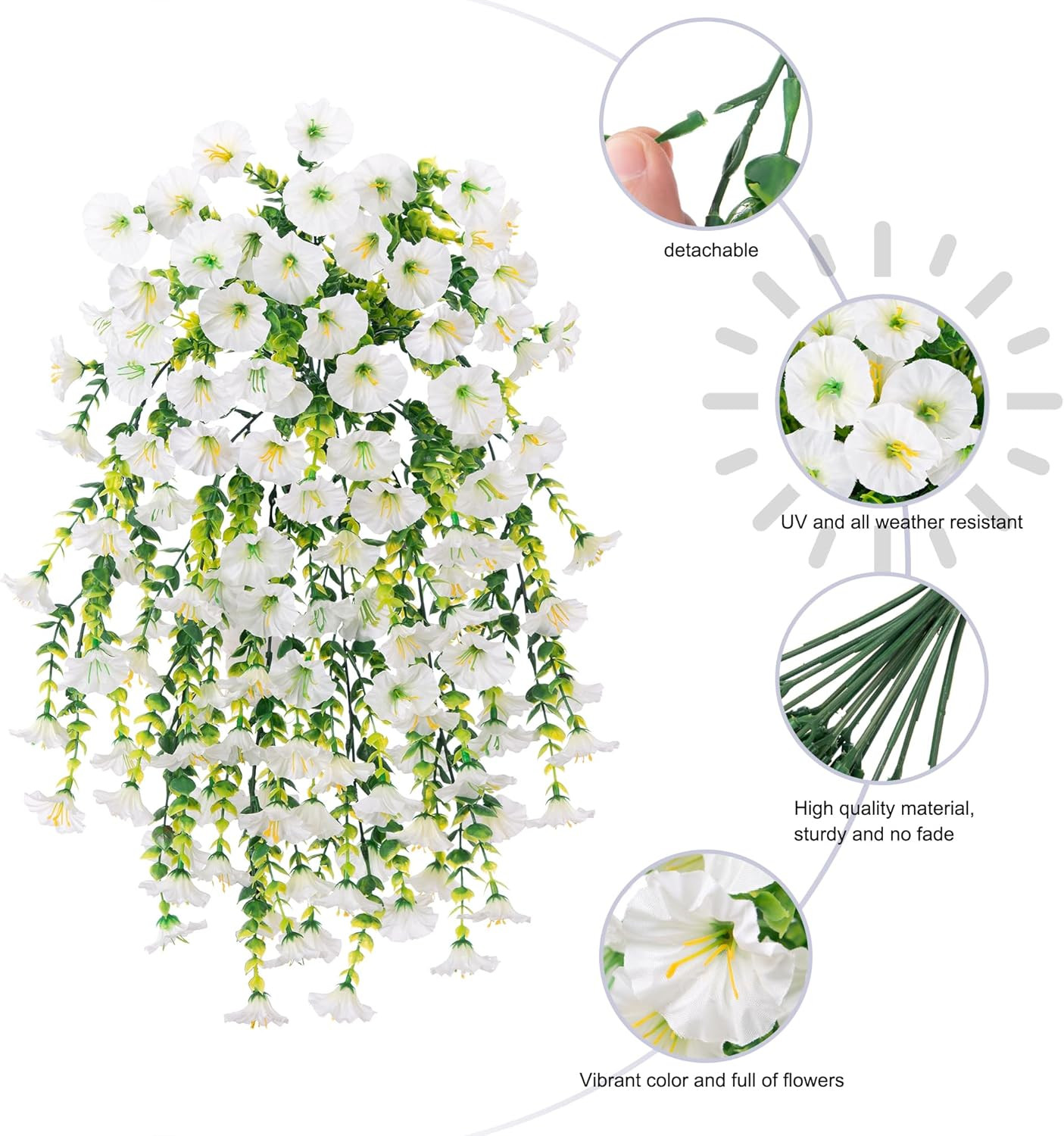 2 PCS Artificial Hanging Flowers Fake Plants for Winter Christmas Outdoor,Faux S
