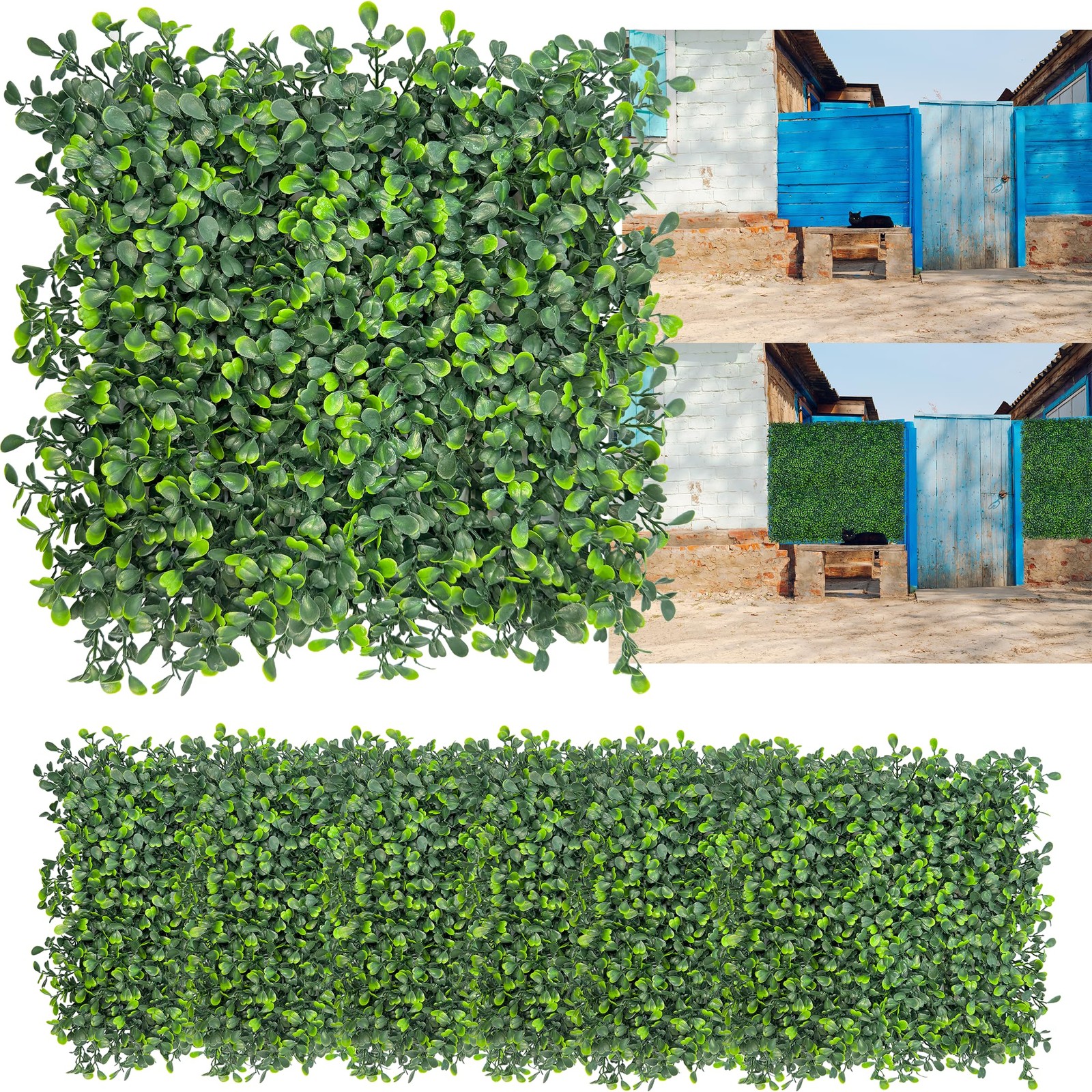 Artificial Grass Wall Backdrop,10x 10(16P) Boxwood Faux Green Wall Panels for In
