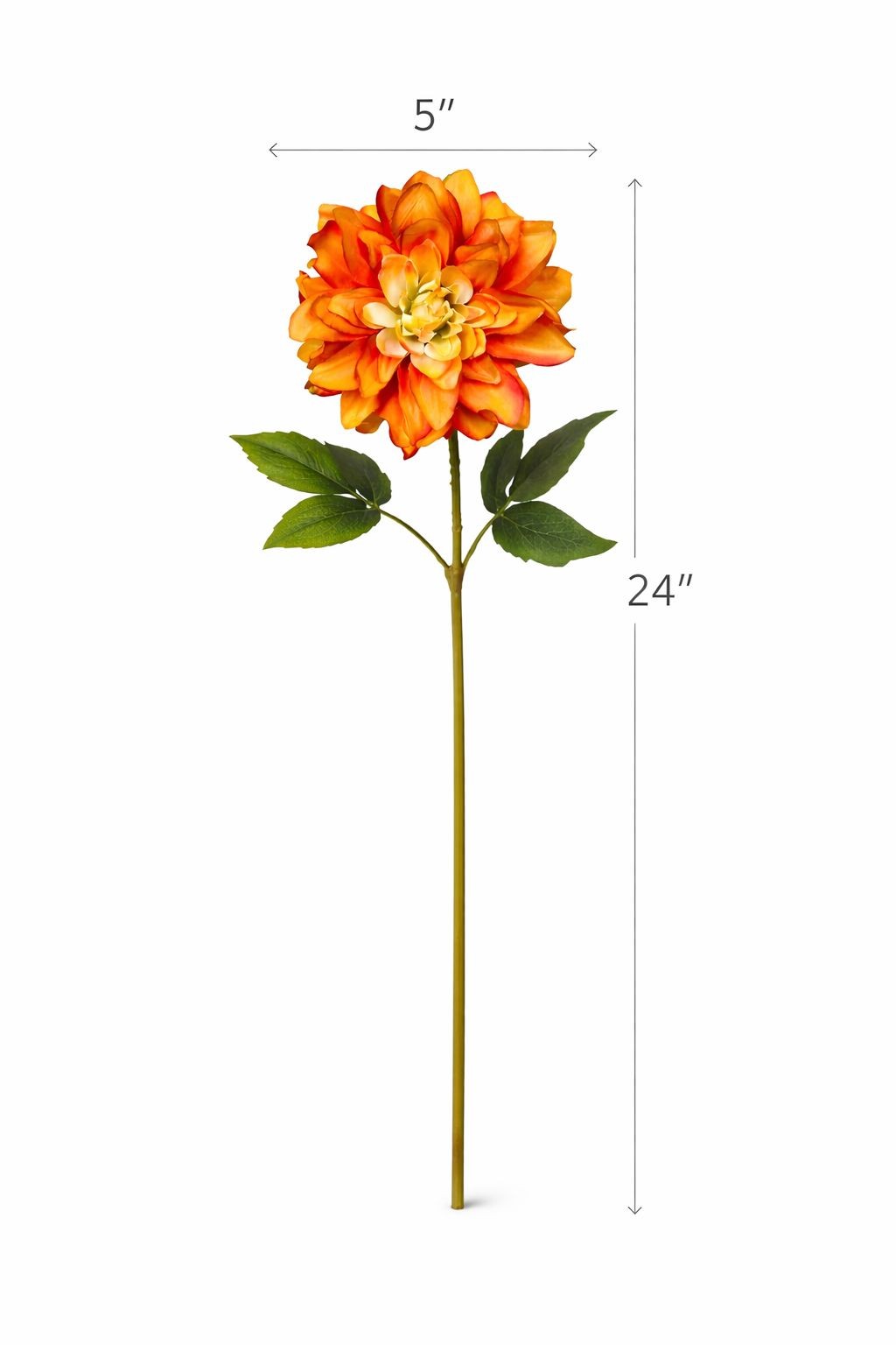 Orange Dahlia Stem Faux Flower 24 Inch 5 Inch Bloom Autumn Dahlia Fall Floral Ar