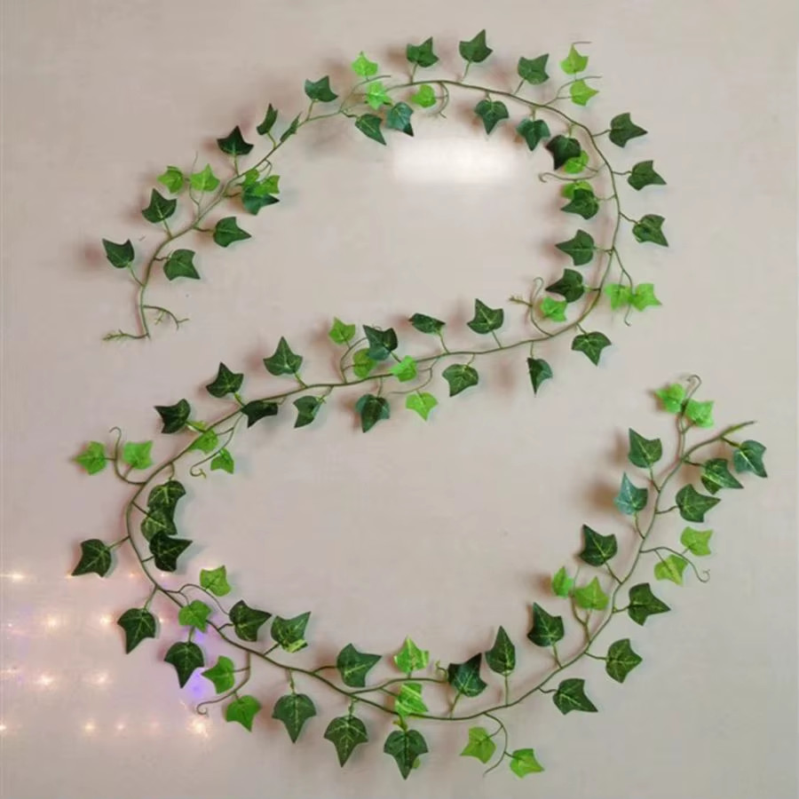 210Cm Artificial Hanging Christmas Garland Plants Vine Leaves Green Silk Outdoor