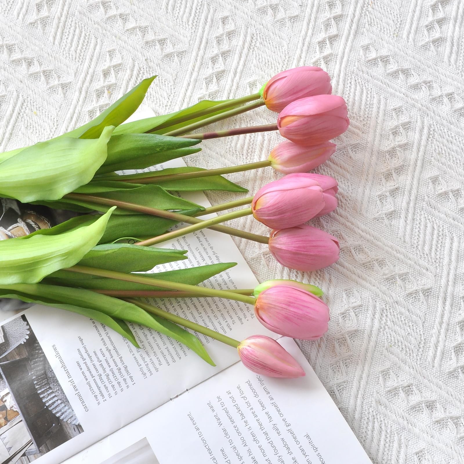 15pcs Artificial Tulip Flowers, Real Touch Latex Tulip Bouquets, Fake Tulip B…