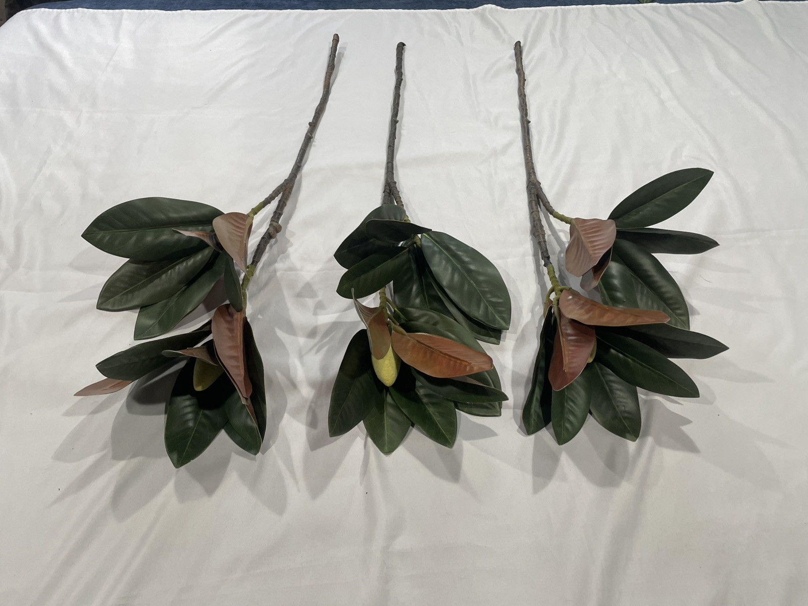 3 Pcs Magnolia Artificial Leaves Branches Faux Magnolia Leaf with Long Stems