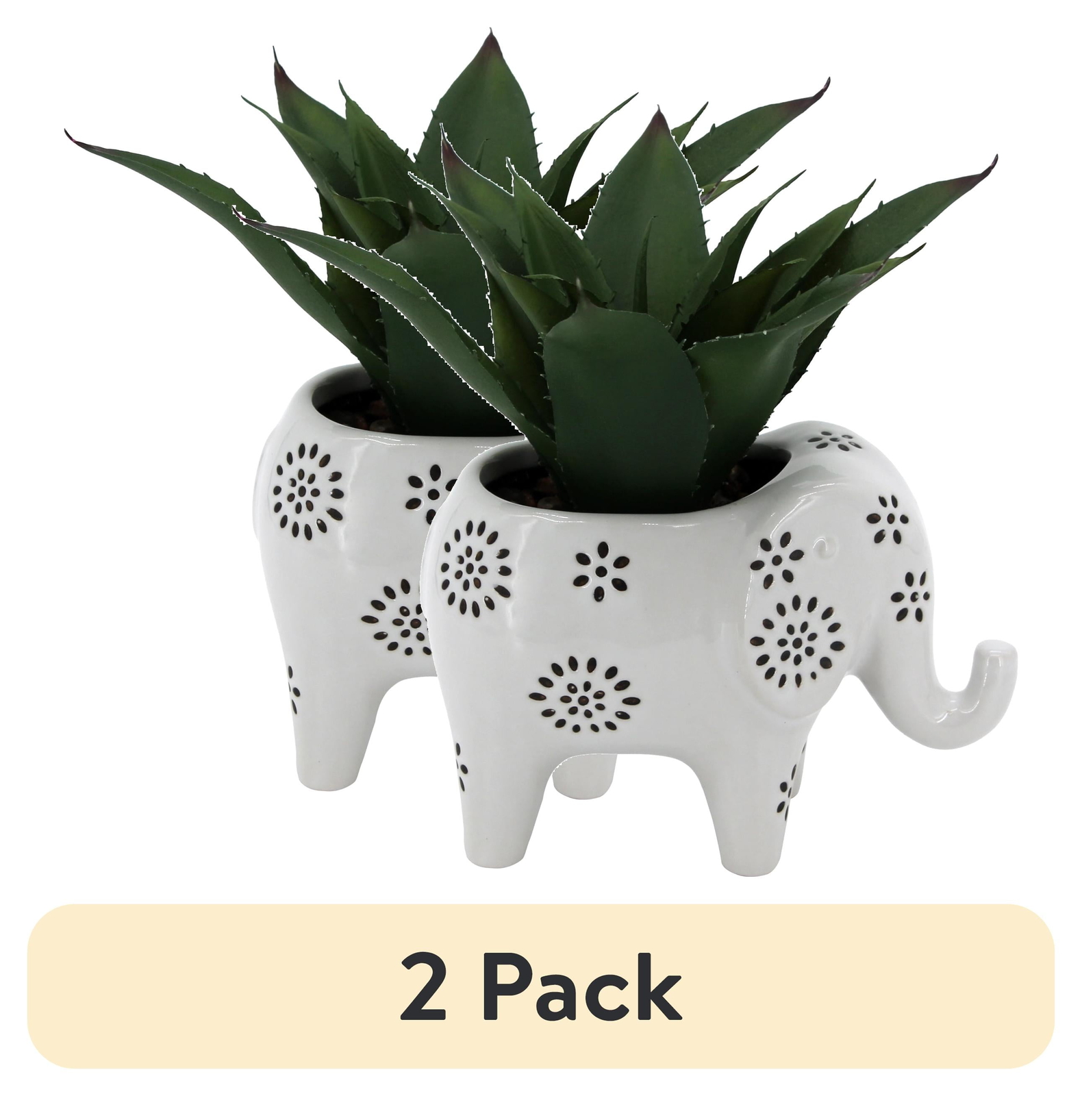 Mainstays 7.5″ Artificial Agave Plant in White Ceramic Elephant Planter
