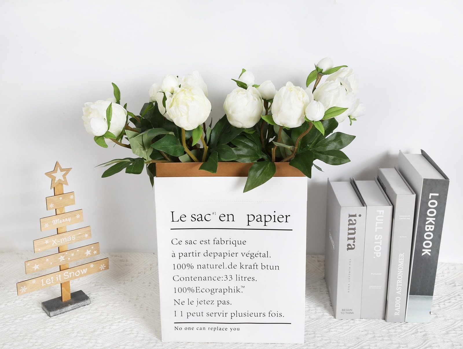 White Peonies Artificial Flowers 8pcs Peony Silk Flowers Fake White Flowers f…