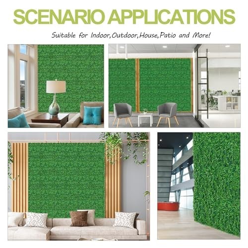 10″x10″ Artificial Grass Wall Panels – 12Pcs Boxwood Hedge Decor, UV-Resistant G