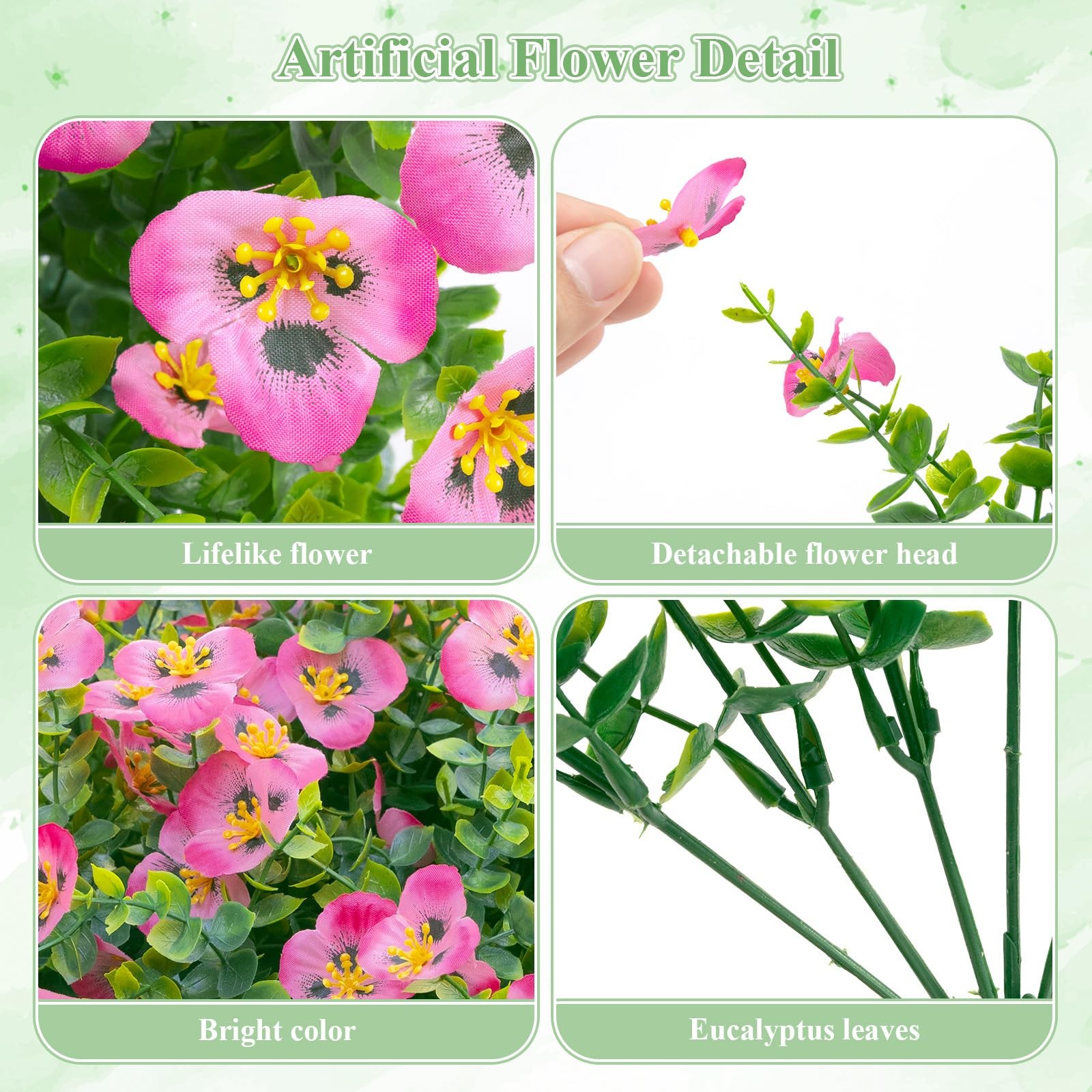 U’Artlines Artificial Flowers for Outdoor, 16 Bundles Realistic Pansies Fake …