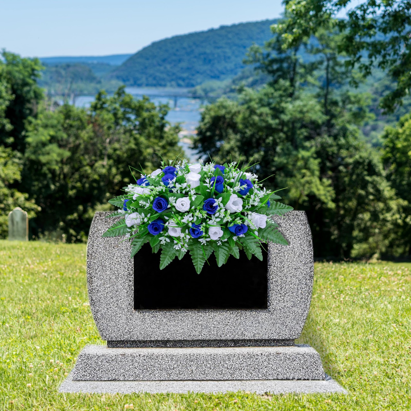 Artificial Cemetery Flowers Saddle-Shaped Tombstone Decorations Non-Fading UV…
